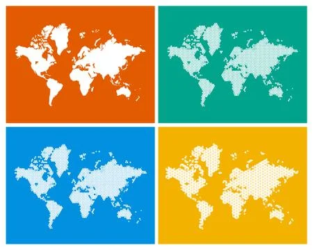 World Map in 4 Styles Stock Illustration