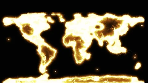 World map 4k glowing fire Stock Footage 287057484