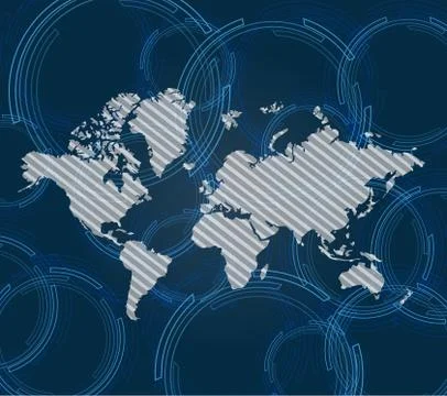 World Map Abstract blue background. Technology background. Illustrazione stock
