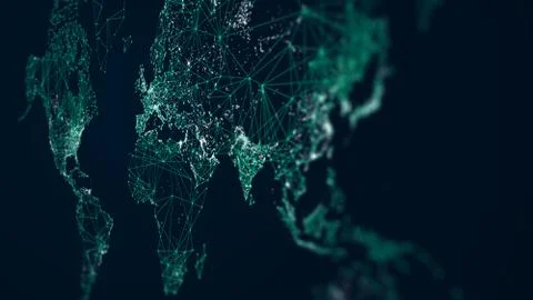 World map abstract internet connection, light urban communications, monitor s Stock Photos