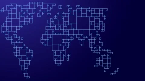 World map of abstract of squares of different sizes 스톡 동영상 243987238