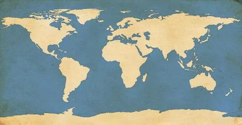 World Map on Aged Paper Stockillustratie
