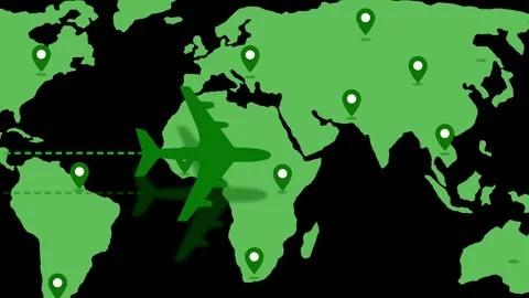 World Map with Airplane and Location Markers Animation 動画素材 317855425