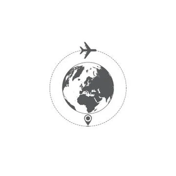 World map airplane Stock Illustration