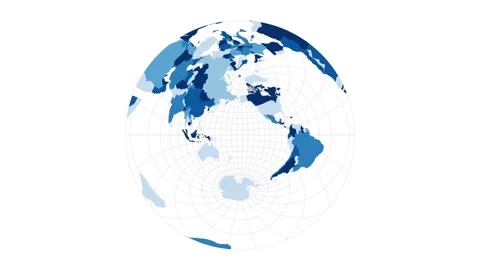 World Map. Airy's minimum-error azimuthal projection. Loopable rotating map o... Stock Footage 229373892