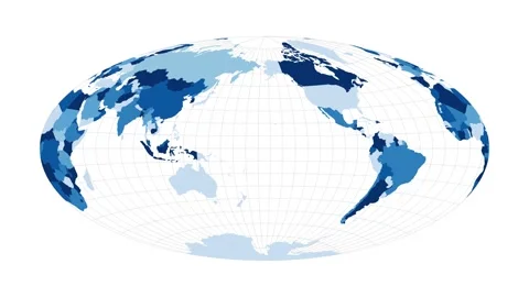 World Map. Aitoff projection. Loopable rotating map of the world. Appealing f... Stock Footage 233207486