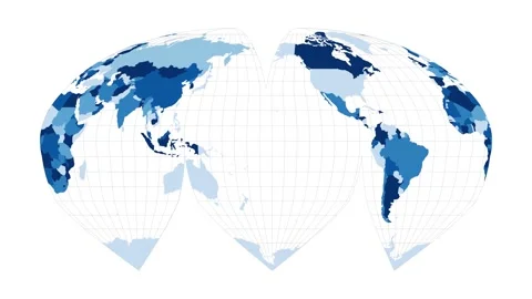 World Map. Alan K. Philbrick's interrupted sinu-Mollweide projection. Loopabl... Video stock 229372482