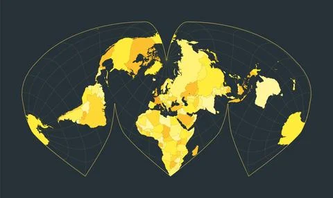 World Map. Alan K. Philbrick's interrupted sinu-Mollweide projection. Futur.. Illustrazione stock