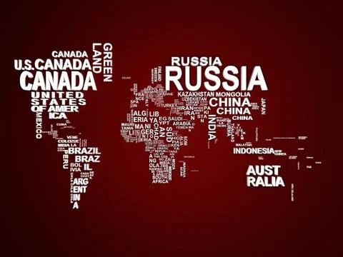 The world map with all states and their names 3d illustration on red Stock Illustration