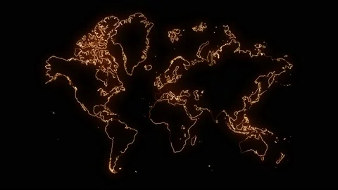 World map with all states or provinces glowing neon outline Stock-Footage 171112649