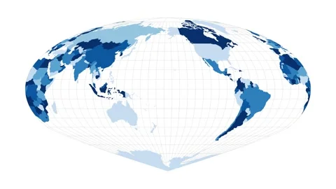 World Map. Allen K. Philbrick's Sinu-Mollweide projection. Loopable rotating ... Stock Footage 230466434