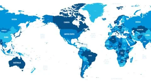 World map - America centered. Green hue colored on dark background. High Stock Illustration