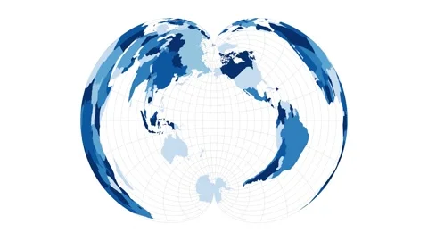 World Map. American polyconic projection. Loopable rotating map of the world.... Stock Footage 230465587
