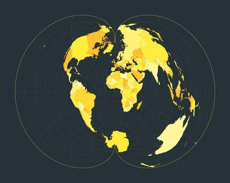 World Map. American polyconic projection. Futuristic world illustration for.. 스톡 일러스트