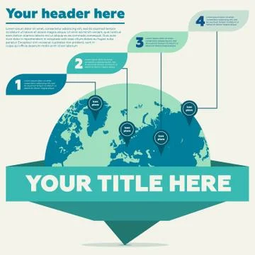 World map and 4 steps Illustrazione stock