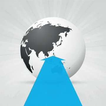 World map and blue arrow Stock Illustration