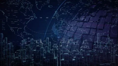 World map and City HUD. イラスト素材