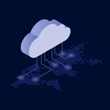 World map and cloud logo Stock Illustration