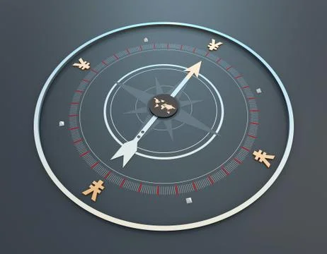 World map and compass, RMB economy, career development and direction Stock Illustration