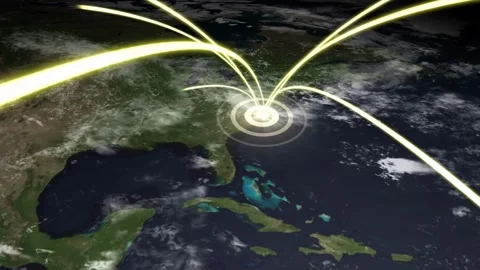 World map and connecting line global network link connection digital technology, 库存影片 334652026