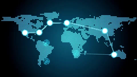 World map and connecting line global network link connection digital technology, Stock-Footage 334652772