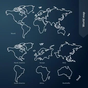 World Map and continent Stock Illustration
