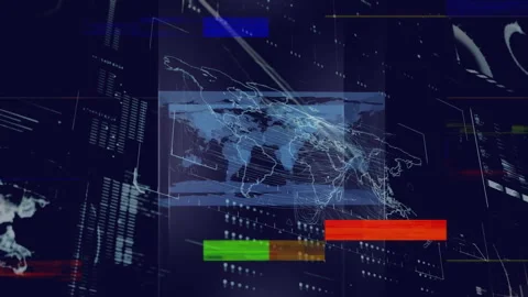 World map and data processing animation over digital interface background Stock Footage 305367103