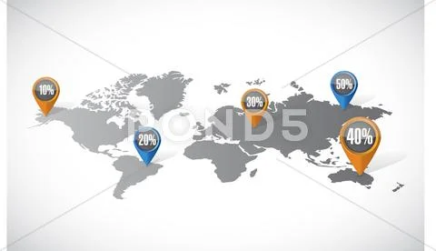 World map and discount locators illustration Stock Illustrationen