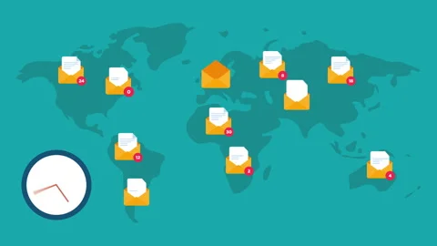 World map and envelope. Video stock 230156441