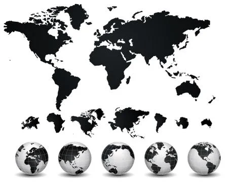 World map and globe Stock Illustration