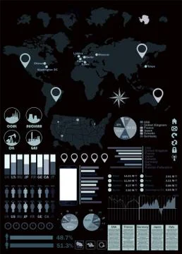 World map and globe infographics 스톡 일러스트