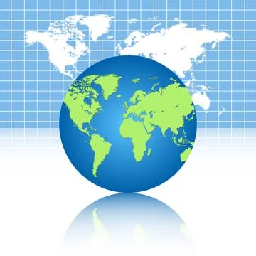 World map and globe vector illustration isolated. Stock Illustration