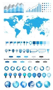 World Map and infographic elements Illustrazione stock