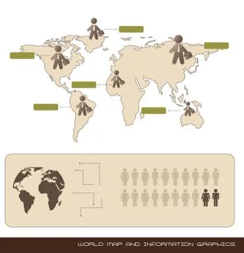 World map and information graphics, vintage. vector illustration Stock Illustration