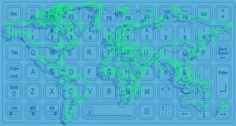 World map and keyboard Stock Illustration