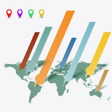 World map and a pointer. Business infographics. Stock vector ill Stock Illustration