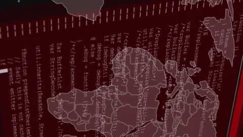 World map and programming code, cybersecurity animation Stock Footage 313321301