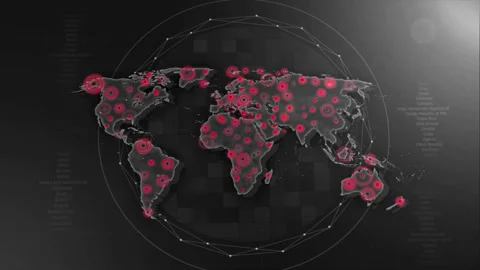 World map and red dot beeping global network link connection digital technology, Stock-Footage 334652658