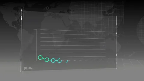 World map and a screen with a graph Video stock 109190171
