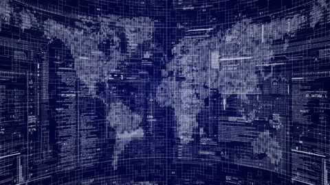 World map and technological HUD elements. Stock Footage 98760730