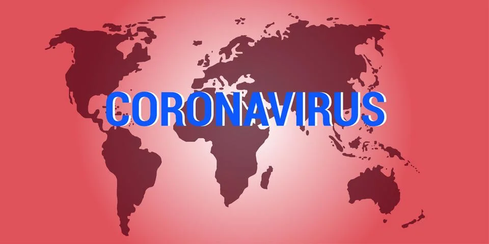 World map and text coronavirus Stock Illustration