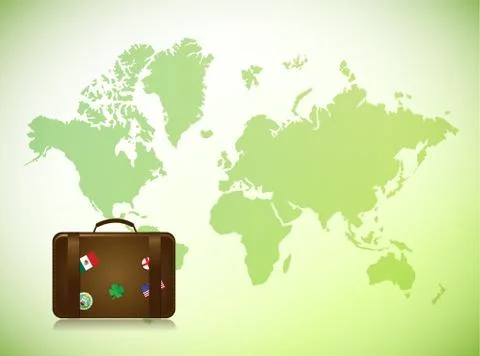 World map and travel luggage illustration design Stock Illustration