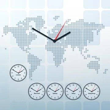 World map and world-time vector Stock Illustration