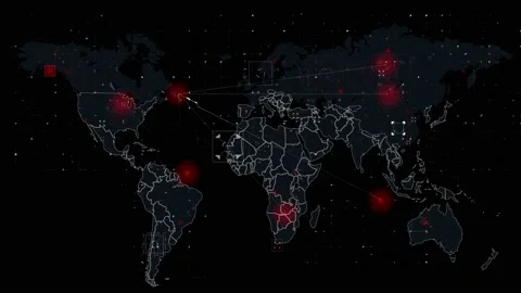 World Map With Animated HUD Elements Stock Footage 140354934