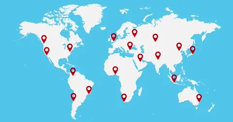 World Map Animation in 4K Video. Red Map... | Stock Video | Pond5