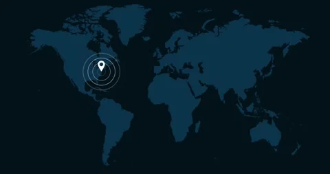 World Map Animation in 4K Video. White Map Pin on Washington, D.C Stock Footage 252394489
