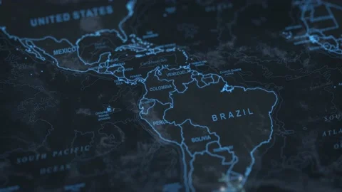World map animation. Airplane flying by north and south america continents. Stock Footage 167789442