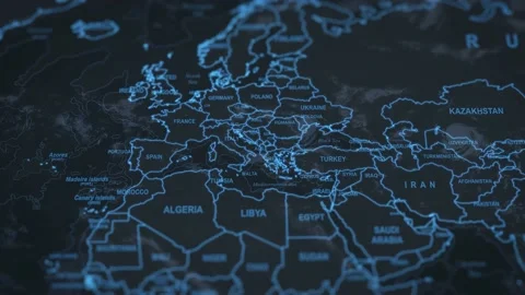 World map animation. Camera passing by Africa, Europe and Asia continents. Vidéo 167789455