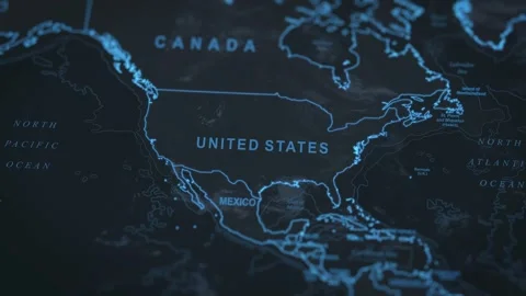 World map animation. Camera zooming in into North America, USA. Stock Footage 303874259