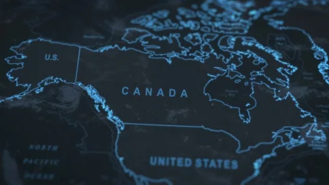 World map animation. Camera zooming in into Canada. Stock Footage 303874260